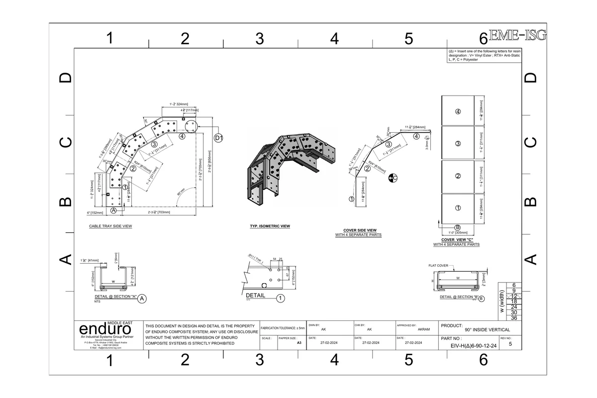 Fiber Inside Vertical Bend Ladder Isometric View