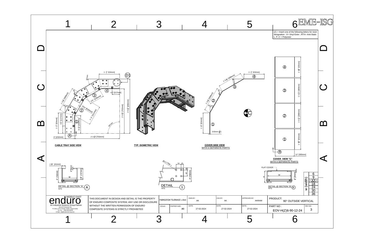 Fiber Outside Vertical Bend Ladder Isometric View